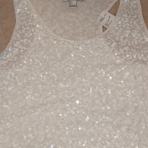 🌻2/$25🌻Sequins White Tank Top by Forever 21 - Picture 3 of 5